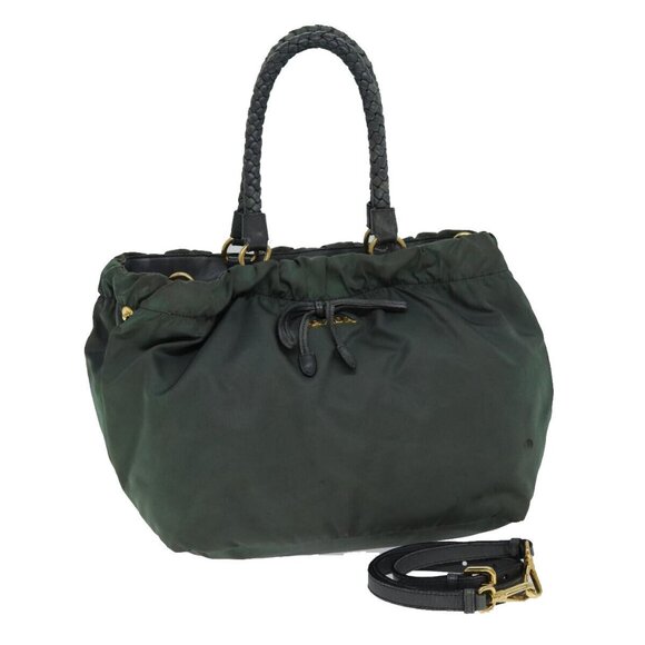 PRADA Hand Bag Nylon 2way Khaki Auth 77763 - Picture 1 of 16